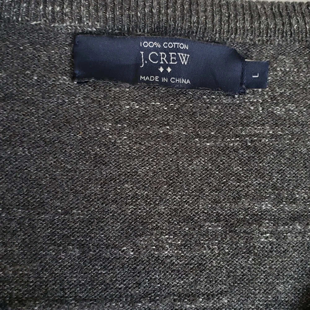 J.Crew Cotton Gray V-Neck Sweater